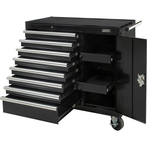 Industrial Tool Cart, 8 Drawers, 44-3/10" W x 21-1/10" D x 36-7/10" H, Black Superchem Industries