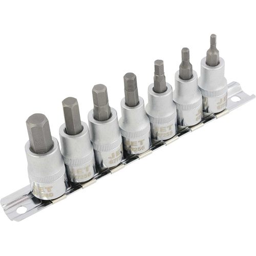 HSW3811M 7-Piece Metric 2" Long Hex Bit Socket Set, Hex, 3/8" Drive, 7 Pcs Superchem Industries