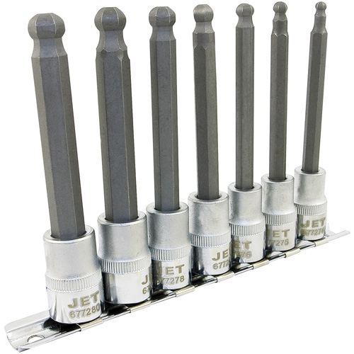 LHSW-3807M Metric 4" Long Ball Nose Socket Set, Hex Ball, 3/8" Drive, 7 Pcs Superchem Industries