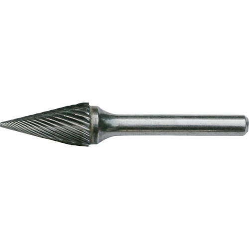 Solid Carbide Burrs - Pointed Cone Shape, SM-51, 1/4" Dia., 1/8" Shank, 1/2" Depth of Cut Superchem Industries