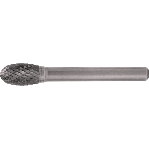 Solid Carbide Burrs - Oval Shape, SE-3, 3/8" Dia., 1/4" Shank, 5/8" Depth of Cut Superchem Industries