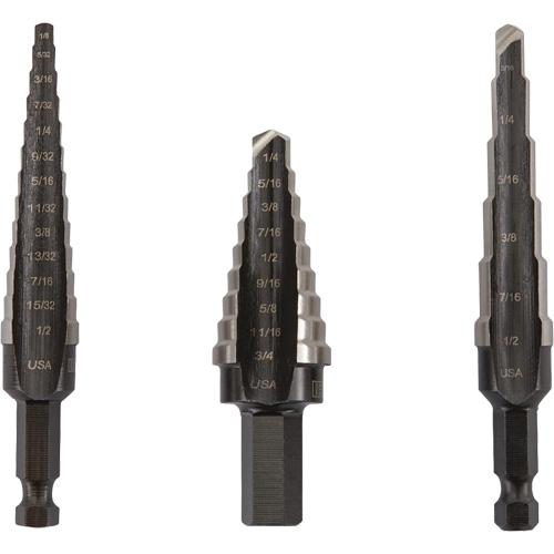 Unibit&reg; Step Drill Set, 3 Pieces, High Speed Steel Superchem Industries