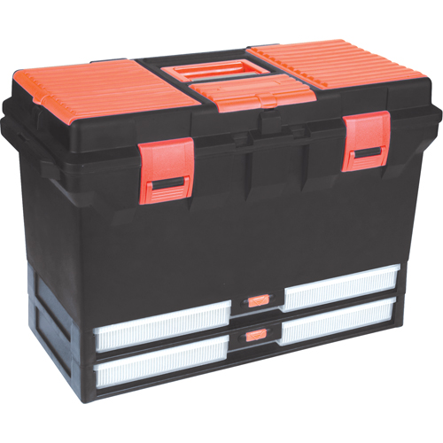 Plastic Tool Box, 22" W x 11" D x 14-1/2" H, Black Superchem Industries