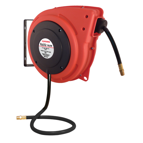 Rolair Automatic Rewind Hose Reel With PVC Hose, Air, 1/4" x 33', Single Hose, 300 psi Superchem Industries