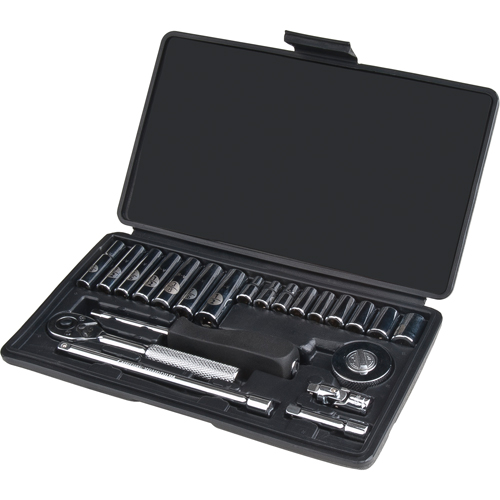Socket Set, 22 Pcs, 1/4" Drive Size, Deep Superchem Industries