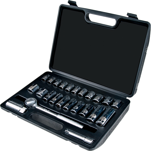 Metric Socket Set, 24 Pcs, 3/8" Drive Size, Deep Superchem Industries