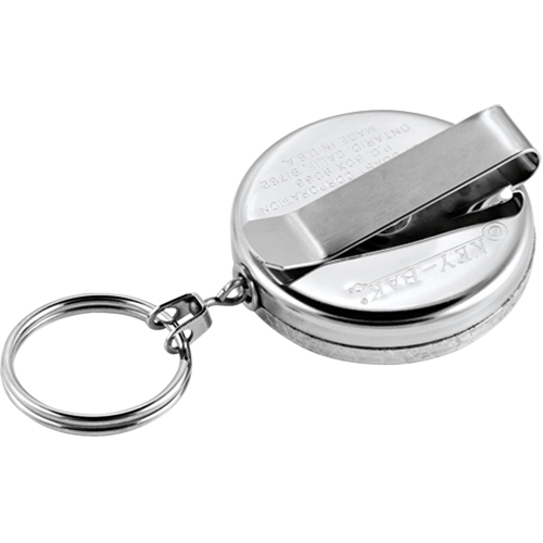 The Original Key Reel, Chrome, 24" Cable, Belt Clip Attachment Superchem Industries