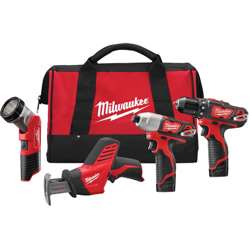 M12 Cordless 4 Tool Combo Kit, Lithium-Ion Superchem Industries