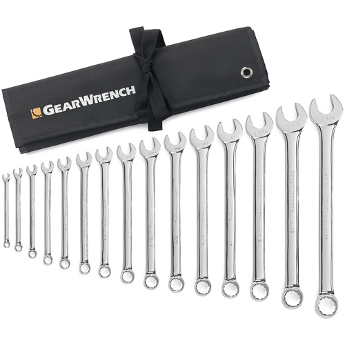 12-Point Long Pattern Wrench Set with Tool Roll, Combination, 15 Pieces, Imperial Superchem Industries