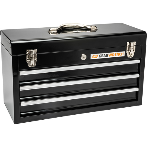 Portable Tool Box, 20" W, 3 Drawers, Black Superchem Industries