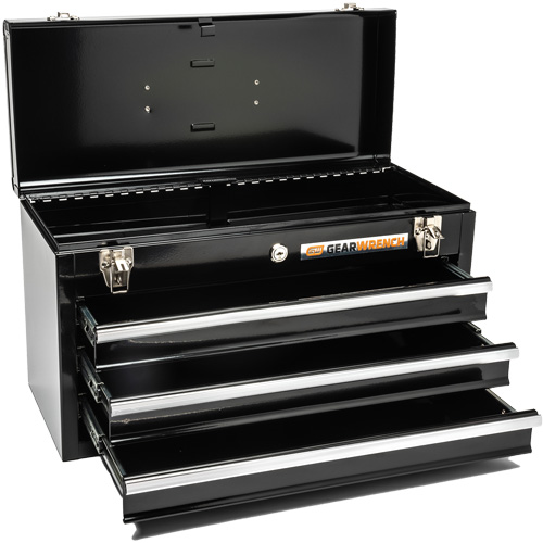 Portable Tool Box, 20" W, 3 Drawers, Black Superchem Industries