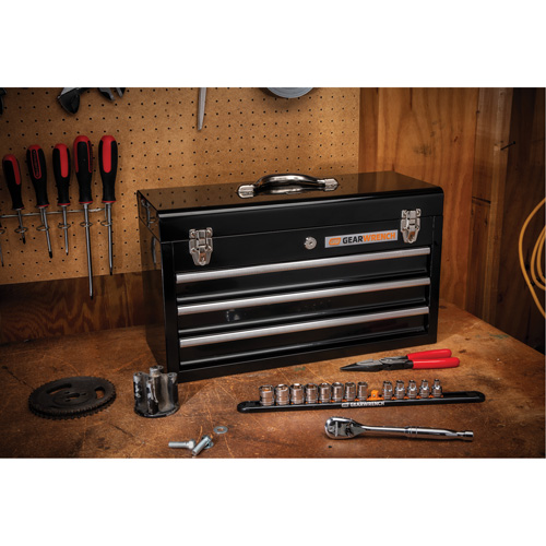 Portable Tool Box, 20" W, 3 Drawers, Black Superchem Industries