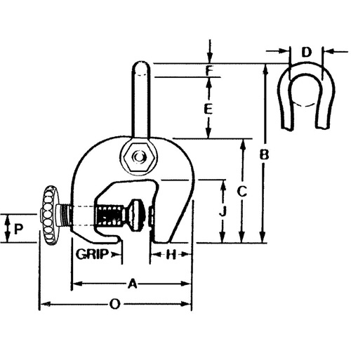 SAC Plate Clamp, 12000 lbs. (6 tons), 0" - 3" Jaw Opening Superchem Industries