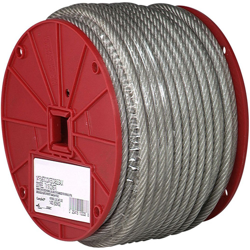 C&acirc;ble m&eacute;tallique, 250' (76,2 m) x 1/8", 340 lb (0,17 tonne), Rev&ecirc;tement de vinyle Superchem Industries