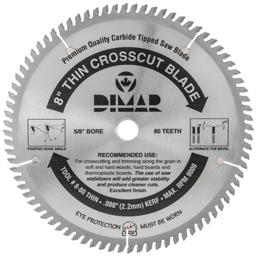 Industrial Saw Blade - Crosscut Thin Kerf, 8", 80 Teeth, Wood Use Superchem Industries