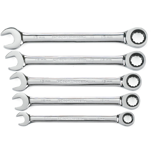 72-Tooth 12 Point Ratcheting Wrench Set, Combination, 5 Pieces, Metric Superchem Industries