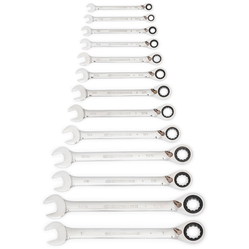 72-Tooth 12 Point Reversible Ratcheting SAE Wrench Set, Combination, 13 Pieces, Imperial Superchem Industries