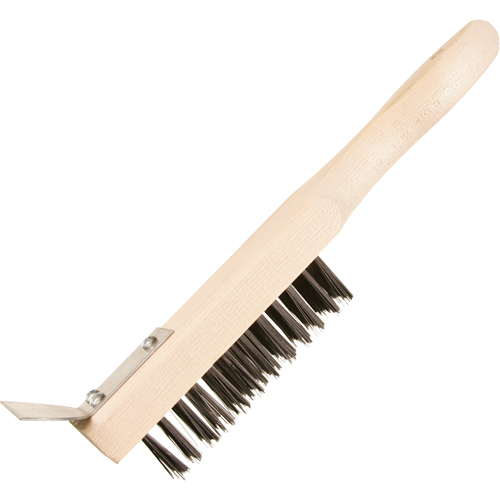 Scratch Brush With Scraper, Steel, 5 x 13 Wire Rows, 11-3/8" Long Superchem Industries