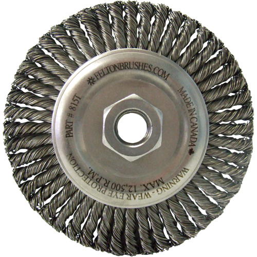 Wire Wheel Brushes, 5-7/8" Dia., 0.02" Fill, 5/8"-11 Arbor, Steel Superchem Industries