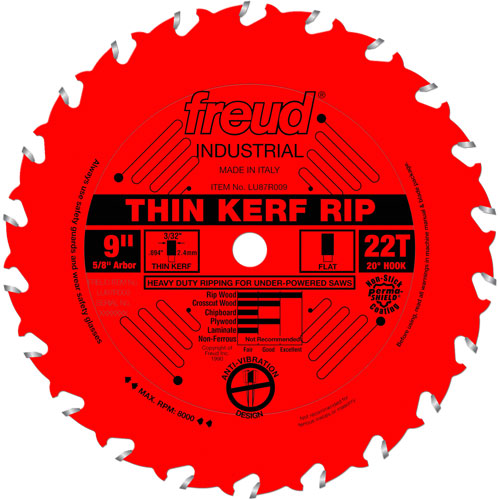 TCS Industrial Saw Blade - Rip/Crosscut Thin Kerf, 9", 22 Teeth, Wood Use Superchem Industries