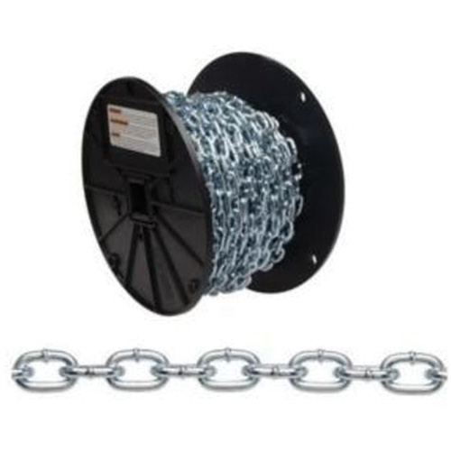Straight Link Machine Chain, Low Carbon Steel, #4 x 100' (30.4 m) L, 215 lbs. (0.1075 tons) Load Capacity Superchem Industries