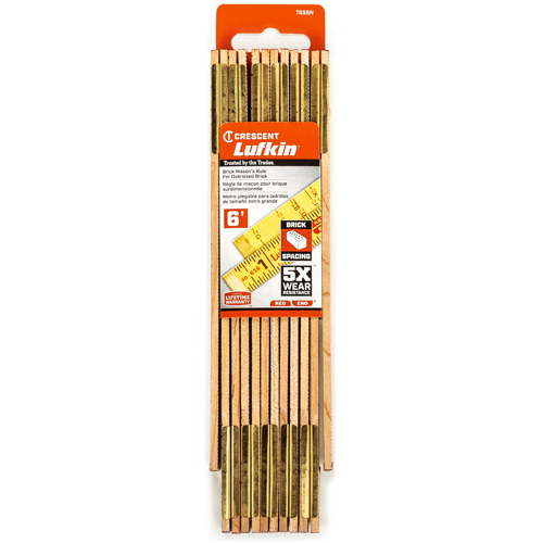 R&egrave;gle de maçon surdimensionn&eacute; Red End, 6' lo, Bois, Graduations de 1/16" Superchem Industries