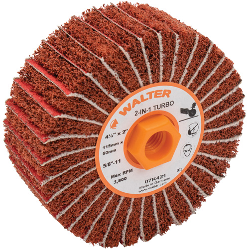 Two-In-One Turbo Drums, 4-1/2" Dia. x 2" W, 5/8"-11 Arbor, 60 Grit Superchem Industries