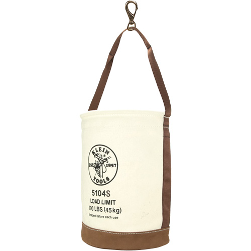 Leather-Bottom Bucket, 17" H, Canvas, White Superchem Industries
