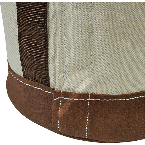 Leather-Bottom Bucket, 17" H, Canvas, White Superchem Industries