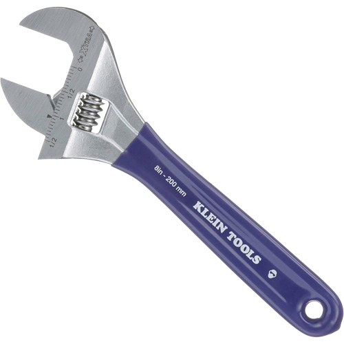 Extra-Wide Jaw Adjustable Wrench, 8" L, 1-1/2" Max Width, Plain Superchem Industries
