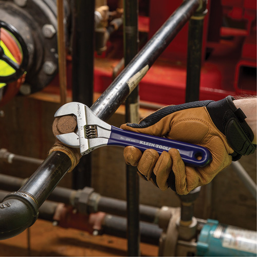 Extra-Wide Jaw Adjustable Wrench, 8" L, 1-1/2" Max Width, Plain Superchem Industries