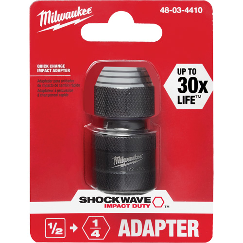 Shockwave Impact Driver Square to Hex Socket Adapter, Impact, 1/4" Drive, 1/2" Socket, 1.875" L Superchem Industries