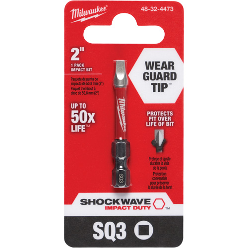 Shockwave Impact Duty Power Bit, Square, #3 Tip, 1/4" Drive Size, 2" Length Superchem Industries