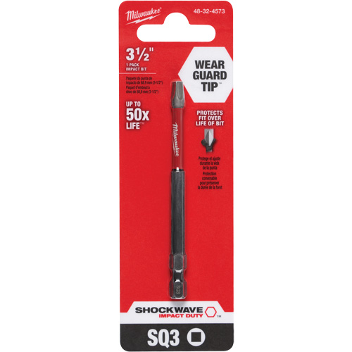 Shockwave Impact Duty Power Bit, Square, #3 Tip, 1/4" Drive Size, 3-1/2" Length Superchem Industries