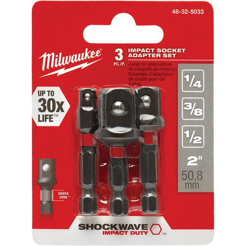 Shockwave Impact Driver Socket Adapter Set, 1/4" Drive Size, Ball, 1-7/8" L Superchem Industries
