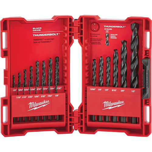 Thunderbolt&reg; Jobber Drill Bit Set, 21 Pieces, Alloy Steel Superchem Industries