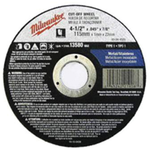 Depressed Centre Cut-Off Wheels, 5" x 0.045", 7/8" Arbor, Type 27, Aluminum Oxide, 13580 RPM Superchem Industries