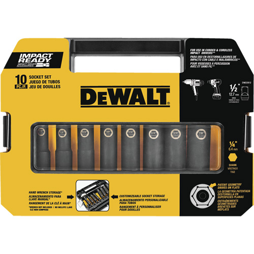 Jeu de douilles Ready, 10 Mcx, Chocs, Prise de 1/2" Superchem Industries