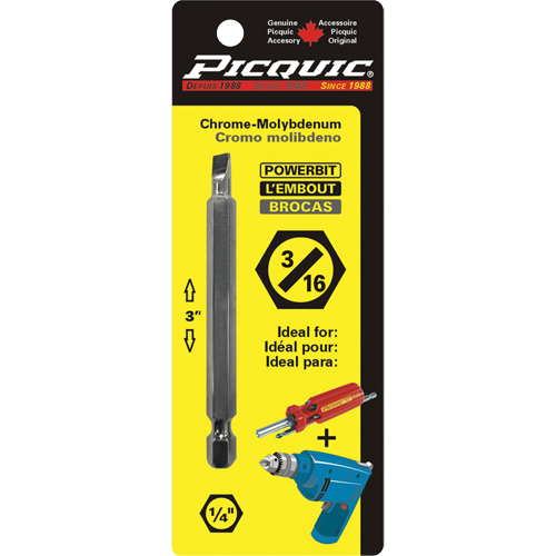 Embout, Fente, Embout 3/16", Prise 1/4", Longueur 3" Superchem Industries