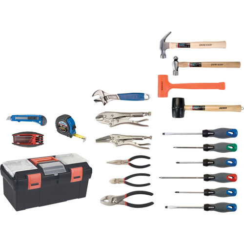 Essential Tool Set with Plastic Tool Box, 28 Pieces Superchem Industries