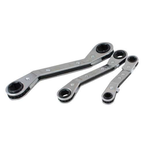 Offset Wrench Set, Ratcheting Box, 3 Pieces, Metric Superchem Industries