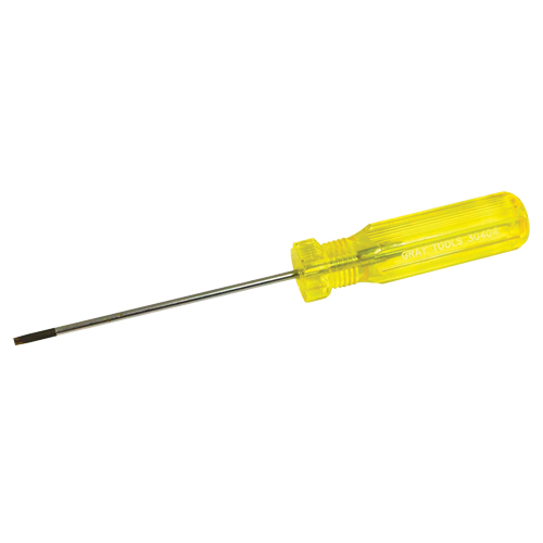 Electrician's Slotted Screwdriver, 1/8" Tip, Round, 7-1/4" L, Plastic Handle Superchem Industries