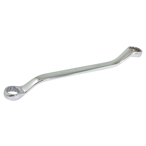Box End Wrench, 12 Point, 17 mm x 19 mm, 15° Offset, Chrome Finish Superchem Industries