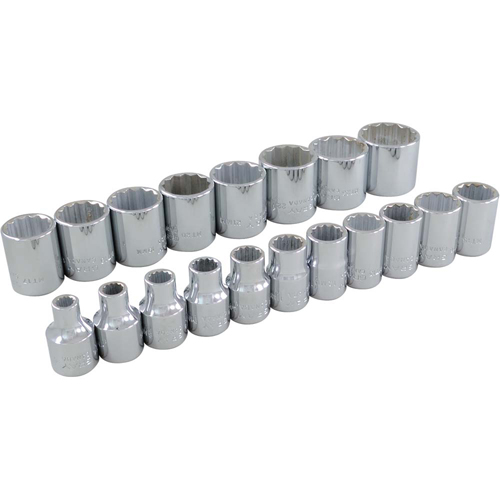 Socket Set, 19 Pcs, 3/8" Drive Size Superchem Industries