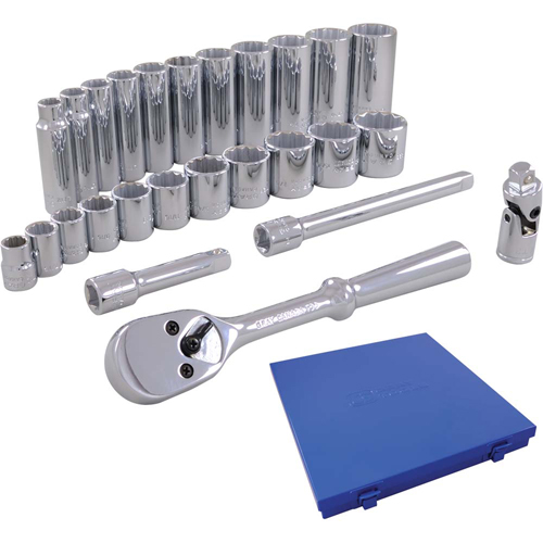 Metric Socket & Attachments Set, 26 Pcs, 3/8" Drive Size, Deep Superchem Industries