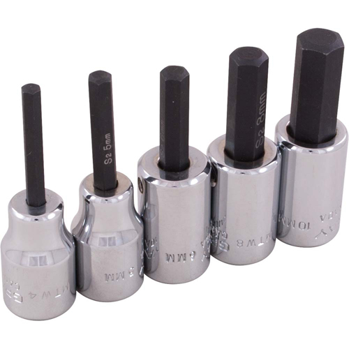 Hex Head Socket Set, Hex, 3/8" Drive, 5 Pcs Superchem Industries