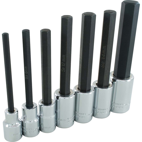 Jeu de douilles &agrave; t&ecirc;te hexagonale tr&egrave;s longues, Hexagonale, Prise 1/2", 7 mrcx Superchem Industries