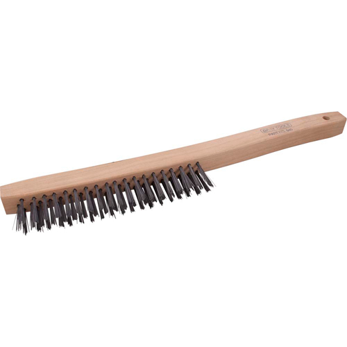 Brosse &agrave; r&eacute;curer industrielle &agrave; manche long, Acier, 3 x 19 rangs de fils, Longueur 14" Superchem Industries