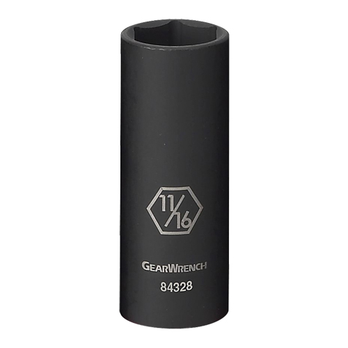 Socket, Impact, 9/16", 3/8" Drive, 6 Points, Deep Superchem Industries