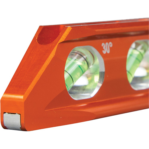 Torpedo Billet Level, 8" L, Aluminum, 4 Vials, Magnetic Superchem Industries